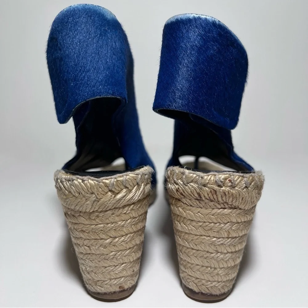 Celine Pony Hair Espadrille Wedge Sandals